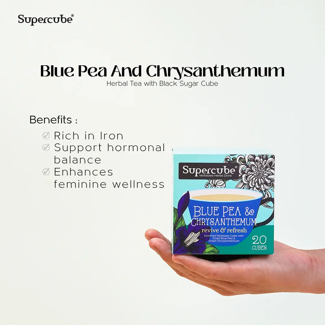 Blue Pea & Chrysanthemum